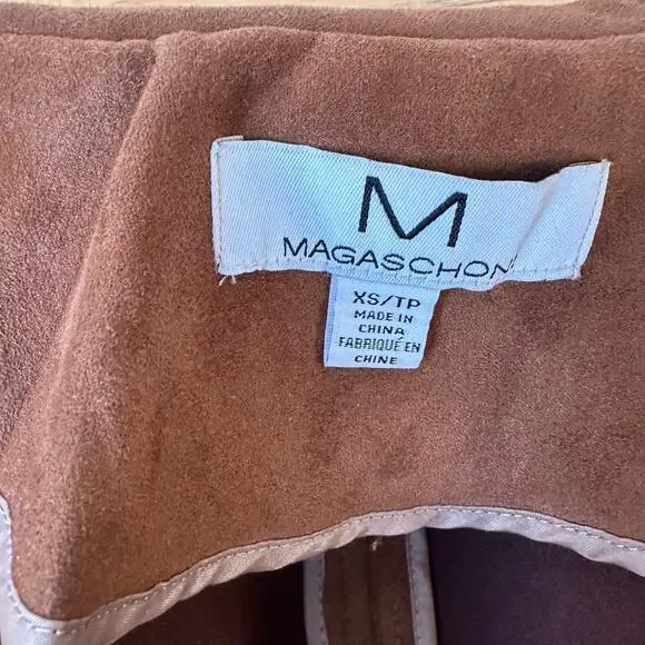 Magaschoni Faux Suede Brown Trench Coat - Size XS - Picture 2 of 10